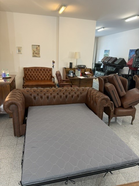 Chesterfield Classic 3er Schlafsofa A5 hellbraun